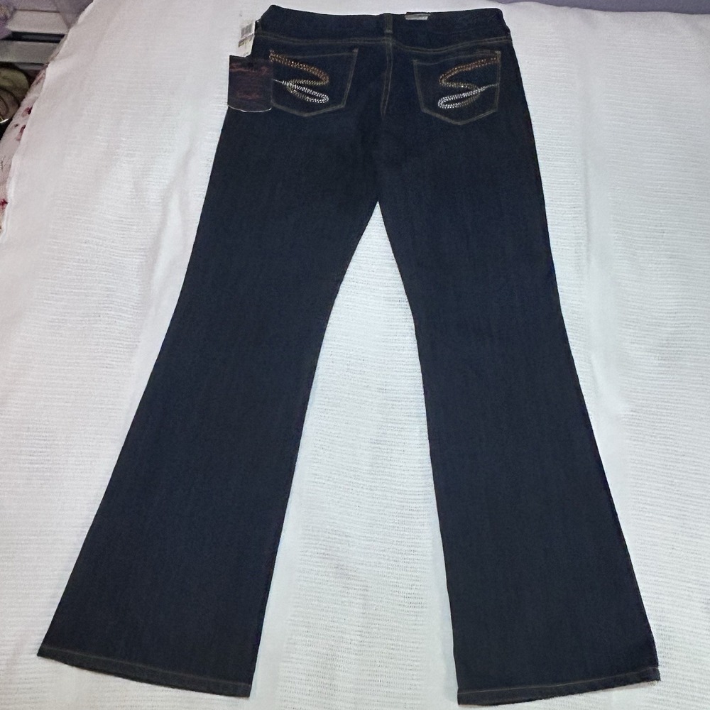 New Seven7 Premium Womens 30X33 Low Rise Flare Leg Size 11 Embellished Pockets